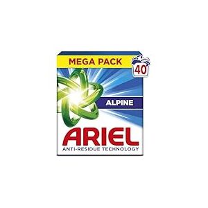 Ariel Lessive Poudre Dissolution Rapide 2.2kg, 40 Lavages, Alpine, Avec technologie anti-résidu, élimine les taches en 1 seul lavage