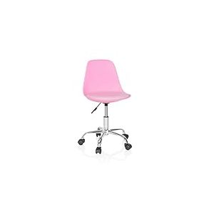 hjh OFFICE Chaise de Bureau pour Enfant Fancy II Chaise d'&eacute;tude pivotante sans accoudoirs, Si&egrave;ge &agrave; roulettes avec Hauteur r&eacute;glable, Rose 742016