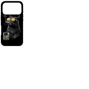 Chat Noir fumant Cigarette Amateur de Whisky drôle Coque pour iPhone 17 Pro