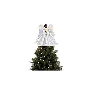 Mr. Christmas Décoration de Sapin de Noël en Fibre Optique avec Ange Afro-américain Blanc