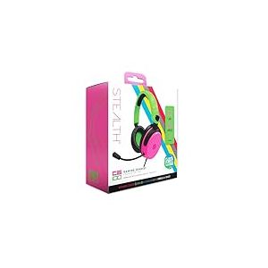 Casque de Jeu Supra-auriculaire Stealth C6-100 Rose néon et Vert PS4/PS5, Xbox, Switch, PC avec Micro Flexible, Prise 3,5 mm, câble de 1,5 m, léger, Confortable et Durable