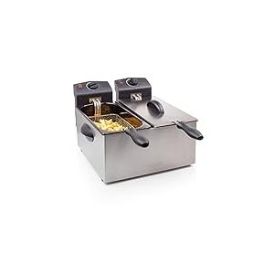 Tristar friteuse à double cuve FR-6937-2 x 3 L - 1,2 kg de frites - Thermostats réglables et indépendants - Zone froide, Acier inoxydable