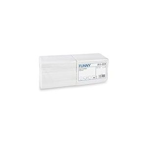 Funny Lot de 250 serviettes de couleur blanche - 33 x 33 cm - 3 couches - 33 x 33 cm - 3 couches - Pliage 1/4 - Serviettes idéales pour café, restaurant, cantine, snacks ou événements
