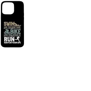 Swim Bike Run Cool Triathlon Vélo de Natation Marathon Coque pour iPhone 15 Pro Max