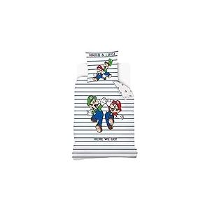 Import New, NI-0211 Housse de Couette en Coton 140 x 200 cm pour lit de 90 cm de Super Mario Bros