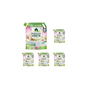 Maison Verte - Recharge Lessive Liquide - Parfum aux Huiles Essentielles - Lessive D&eacute;tachante - Amande Douce - Peaux Sensibles - Efficace d&egrave;s 20&deg;C - 5 Enzymes Actives d'Origine Naturelle - 33 Lavages