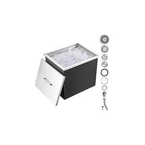 VEVOR Bac à Glace Encastrable 77,9 L 532x430x458 mm Boîte Isotherme pour Glace avec Couvercle en Inox Alimentaire Conservateur à Glaçons pour Boissons Bières Fraîches Cuisine Extérieure Bar Domicile