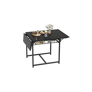 YITAHOME Table &agrave; Manger Pliante, Table &agrave; Feuilles Extensible avec Porte-Bagages et 4 Jambes r&eacute;glables, si&egrave;ges 2-6 Personnes, 120 x 78 x 75cm, Noir