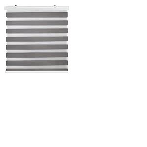Estoralis | SANSA | Store Enrouleur Jour Nuit - Double Tissu Cassette décorative | Antracite | 125 x 255 cm. (largeur / hauteur) Taille du tissu 122 x 250 cm. | Stores pour fenêtres et portes