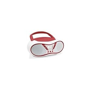 MOOOV Lecteur CD Cherry, Radio FM, Stéréo 6W, Portable avec Poignée de Transport Rouge et Blanc 477411