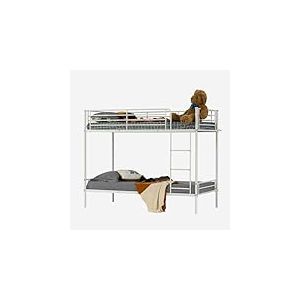 MEUBLE COSY Lit superposé 2 Places 90x190cm Cadre de Lits en métal pour Enfant Adulte, Style Industriel, Blanc