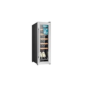 Cecotec Cave &agrave; vin Bolero GrandSommelier 1250 CoolWood Compressor. Cave &agrave; vin sur pied, 12 bouteilles, temp&eacute;rature r&eacute;glable 8-18&deg;C, &eacute;tag&egrave;res en bois, &eacute;cran tactile et &eacute;clairage LED.