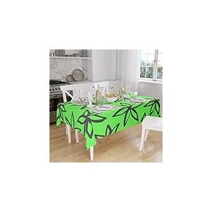 Bonamaison, Anti-moisissure, Séchage Rapide, Résistant aux Taches, Lavable en Machine, 100% Polyester Nappe de Table, Fumée Verte néon, 140 x 160 Cm - Conçu et Fabriqué en Turquie