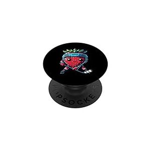 Fraise Joueur De Hockey Sur Glace Souriante PopSockets PopGrip Adhésif