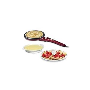 BEPER BT.710Y Crêpière électrique avec poignée, 800 W, plaque en aluminium avec revêtement antiadhésif, rouge