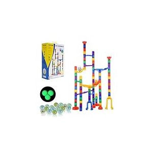 VEVOR Circuit &agrave; Billes, 110 PCS, Jeu de Construction de Labyrinthe de Billes, avec 10 Billes phosphorescentes et 20 Billes en Verre, Jouet intellectuel &eacute;ducatif STEM, pour Enfants &agrave; partir de 3 Ans