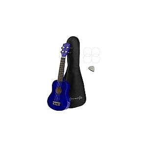 World Rhythm Ukulélé soprano – Finition soprano Uke débutant avec sac de transport, cordes de rechange et médiator en feutre Standard bleu WR-303