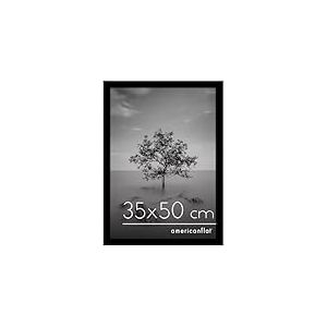 Americanflat Cadre Photo 35x50 cm Noir - Bois MDF avec Vitre Plexi Poli & Mat&eacute;riel de Suspension - Cadre Photo 50x35 cm pour Suspension Horizontale ou Verticale