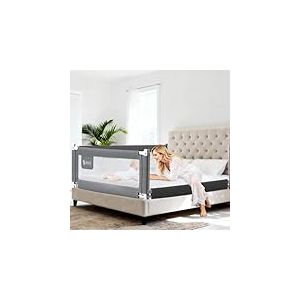 ZEHNHASE Barri&egrave;re de Lit Portable B&eacute;b&eacute;, Barri&egrave;re De Protection De Lit pour Enfants, Grand Rails de lit pour tout petits pour matelas jumeaux, double, pleine grandeur Queen & King (Gris, 140CM, 1 c&ocirc;t&eacute;)