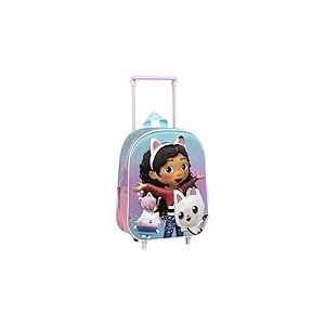Sac &agrave; dos &agrave; roulettes Gabby's Dollhouse pour enfants, design 3D color&eacute; | Sac &agrave; dos d'&eacute;cole extensible grande capacit&eacute; pour filles