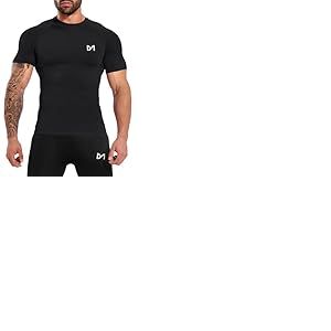 MEETYOO Tee Shirt Compression Homme,Maillot de Fitness Fonctionnel &agrave; Manches Courtes Maillot de Sport Homme Respirant Maillot de Course pour Sports Jogging Musculation