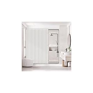 AJAZZ, Rideau de Douche magn&eacute;tique Pliable en Tissu Polyester avec Crochet de Rideau de Douche imperm&eacute;able, Convient pour la Famille, l'h&ocirc;tel, la Maison d'habitant (Blanc, 195,6 x 182,9 cm (l x L), 1