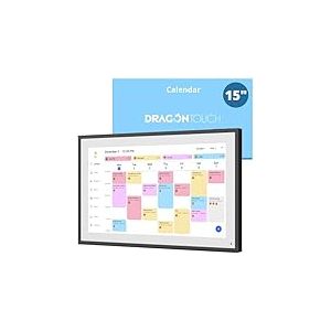 Dragon Touch 15,6" Calendrier Num&eacute;rique - Calendrier Mural &Eacute;lectronique, Agenda Familial avec M&eacute;moire de 32 Go, Calendrier de Bureau Intelligent &agrave; &Eacute;cran Tactile, Cadre Photo Num&eacute;rique WIFI, TM15 Noir