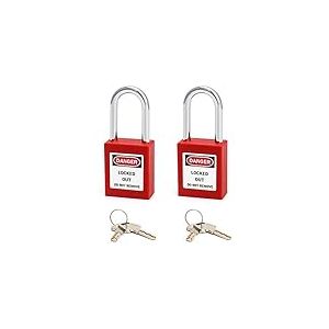 QWORK&reg; Cadenas de s&eacute;curit&eacute;, 2 cadenas avec 4 cl&eacute;s, rouge