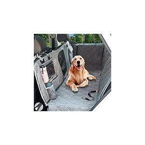 Hanjo Pets Housse de siège arrière pour Chien – Hamac de Voiture imperméable – Housse de siège de Voiture pour Chien avec fenêtre en Maille Plusieurs Poches pour Voiture/Camion/SUV Dos en Caoutchouc