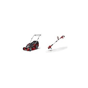 Einhell Tondeuse à gazon sans fil GE-CM 43 Li M KIT Power X-Change (36V, Largeur de coupe 43 cm, Surface conseillée 500 m²) avec 2 Batteries 4,0 Ah et Chargeur + Coupe-bordures sans fil GE-CT 18/28 Li