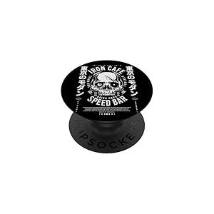 Crâne de moto vintage japonais rétro années 90 avec logo Speed Bur PopSockets PopGrip Adhésif