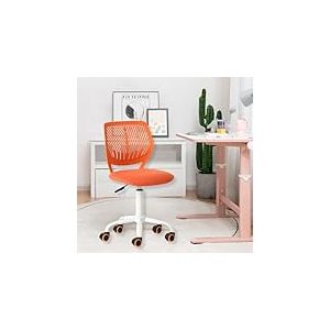 HOMYLIN Lot de 1 Chaise de Bureau pivotante sans accoudoirs pour Enfants avec Assise en Tissu et Dossier en Plastique, siège coloré réglable en Hauteur pour Enfants, étude, Jeux d'enfants, Orange