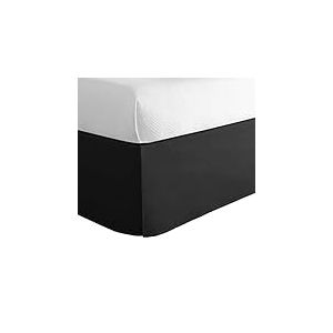 Lux Hotel Cache-sommier en Microfibre sur Mesure avec Longueur de Chute Classique de 35,6 cm, lit jumeau, Noir