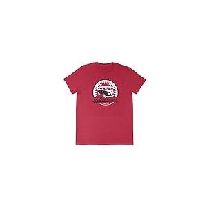 BRISA VW Collection - Volkswagen Combi Bus T1 Camper Van T-Shirt à la Mode avec Coupe Classique, Chemise à Manches Courtes pour Hommes et Femmes avec Motif rétro (XL/Vintage Logo/Rouge)