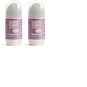 D&eacute;odorant naturel &agrave; bille Salt of the Earth, fleur de pivoine - Rechargeable, vegan, certifi&eacute; Leaping Bunny, fabriqu&eacute; au Royaume-Uni - 75 ml (Lot de 2)