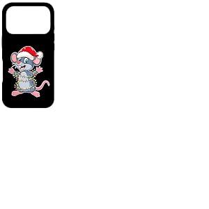 Christmas Lights Mouse Wearing Xmas Hat - Cute Mouse Lover Coque pour iPhone 17 Pro