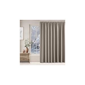 NICETOWN Rideaux Occultants Thermique Anti Froid Galon Fronceur de Fen&ecirc;tre Tissu Opaque Lumineux Bloquer Decoration pour Chambre Salon, L300xH240 cm, Beige Gris, Lot de 1