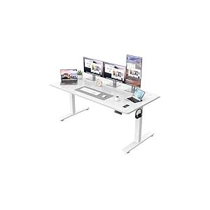 JUMMICO Bureau réglable en Hauteur - Plateau de Table Complet - Réglable en Hauteur - avec Fonction mémoire - 160 x 60 cm - Blanc