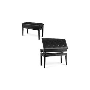 Clevich Tabouret de Piano r&eacute;glable en Hauteur 48-58 cm, Banc de Piano Double, avec Espace de Rangement, Banquette Piano avec Coussin en Cuir PU, Charge maximale : 200 kg, Noir