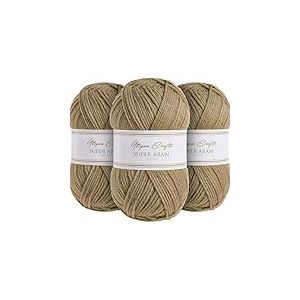 Utopia Crafts Super Aran Lot de 3 pelotes de fil à tricoter et crochet 100 g (Grès)