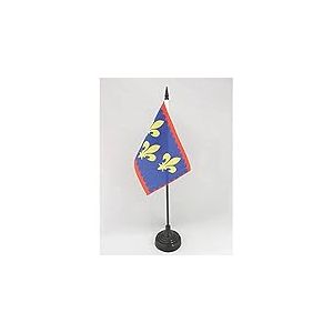 AZ FLAG - Drapeau De Table Province du Berry - 15x10 cm - Mini Drapeau Du Berri Fran&ccedil;ais De Bureau 100% Polyester Avec Hampe De 25cm Et Socle En Plastique Noir