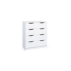 Inter Link - Commode - 8 tiroirs - Meuble à tiroirs - Meuble d'appoint - Buffet - Mélaminé - Blanc - Tiroirs avec poignées encastrées - Westphalen 8H