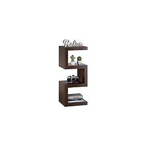 Relaxdays Étagère debout ou couchée rétro zigzag bibliothèque rangement bois livres DVD, Marron, 30 x 30 x 74 cm