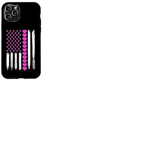 C&oelig;ur Rose Saint Valentin Drapeau am&eacute;ricain Am&eacute;ricain Am&eacute;ricain Amoureux Patriotique Coque pour iPhone 11 Pro
