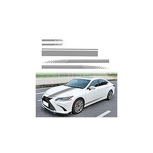 SUNBREATH Lot de 5 rétroviseurs de capot de voiture modifiés style sport à rayures en vinyle pour voiture Gris