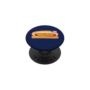 Drapeau de Hot-Dog de Merica - Drapeau Patriotique am&eacute;ricain - Hot Dog PopSockets PopGrip Adh&eacute;sif