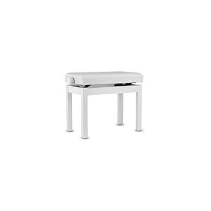 GEWA Banc de Piano pour &eacute;tudiant - Bois Massif - Housse de si&egrave;ge en Cuir synth&eacute;tique - Hauteur r&eacute;glable Facilement 48-57 cm - Construction Stable - Blanc Mat