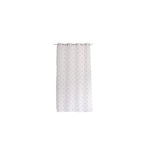 ED ENJOY HOME Voilage avec Œillets, Blanc, 140x240cm, Motif Gris/Rose Rond Brodé, 100% Polyester, Collection Smarties