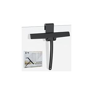 Euqvunn Raclette Douche Silicone avec Crochet Robuste sans Traces, pour Paroi de Douche, Cuisine, Miroir et Vitres de Voiture, 24 cm Noir