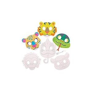 Baker Ross FX556 Masques animaux de la forêt tropicale - Lot de 10, masques de loisirs créatifs pour enfants